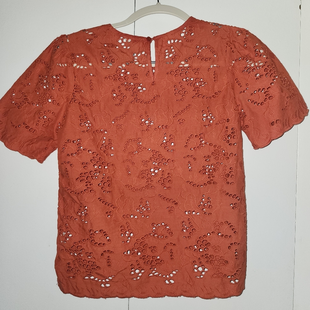 Nicole Miller Orange Eyelet Top - Picture 2 of 4